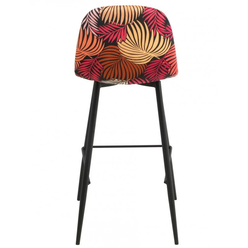 mobiliario-contract-taburete horus metal tapizado velvet amarillo con trasera floral a juego 3